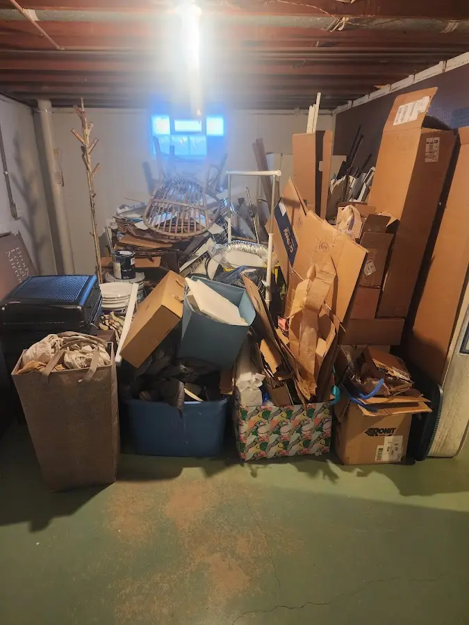 Roll-off dumpster container at job site for 6 Yard Dumpster Rental in Moreland Hills